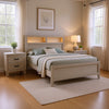 Queen Bedroom Set, White Wash, Black Wood, 2 Piece Set with Nightstand
