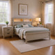 Queen Bedroom Set, White Wash, Black Wood, 2 Piece Set with Nightstand