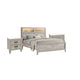 Queen Bedroom Set, White Wash, Black Wood, 3 Piece Set with 2 Nightstands