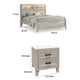 Queen Bedroom Set, White Wash, Black Wood, 3 Piece Set with 2 Nightstands