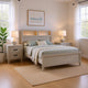 Queen Bedroom Set, White Wash, Black Wood, 3 Piece Set with 2 Nightstands