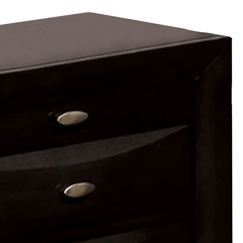 Queen Bedroom Set in Black & Nickel Wood – 2 Piece Set with Nightstand