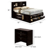 Queen Bedroom Set in Black & Nickel Wood – 2 Piece Set with Nightstand