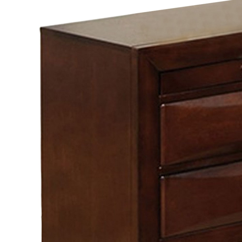 Queen Bedroom Set, Cherry Brown, Nickel Wood, 2 Piece Set with Nightstand