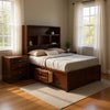 Queen Bedroom Set, Cherry Brown, Nickel Wood, 2 Piece Set with Nightstand