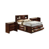 Queen Bedroom Set, Cherry Brown, Nickel Wood, 3 Piece Set with 2 Nightstands