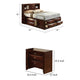 Queen Bedroom Set, Cherry Brown, Nickel Wood, 3 Piece Set with 2 Nightstands