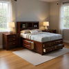 Queen Bedroom Set, Cherry Brown, Nickel Wood, 3 Piece Set with 2 Nightstands