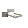 Queen Bedroom Set, Light Taupe, Chrome Silver Wood, 2 Piece Set with Nightstand