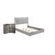 Queen Bedroom Set, Light Taupe, Chrome Silver Wood, 2 Piece Set with Nightstand