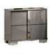 Queen Bedroom Set, Light Taupe, Chrome Silver Wood, 2 Piece Set with Nightstand