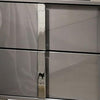Queen Bedroom Set, Light Taupe, Chrome Silver Wood, 2 Piece Set with Nightstand