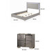 Queen Bedroom Set, Light Taupe, Chrome Silver Wood, 2 Piece Set with Nightstand