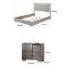 Queen Bedroom Set, Light Taupe, Chrome Silver Wood, 3 Piece Set with 2 Nightstands
