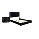 Queen Bedroom Set, Piano Black, Chrome, Chrome Silver Wood, 2 Piece Set with Nightstand