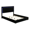 Queen Bedroom Set, Piano Black, Chrome, Chrome Silver Wood, 2 Piece Set with Nightstand