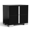 Queen Bedroom Set, Piano Black, Chrome, Chrome Silver Wood, 2 Piece Set with Nightstand