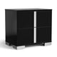 Queen Bedroom Set, Piano Black, Chrome, Chrome Silver Wood, 2 Piece Set with Nightstand