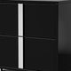 Queen Bedroom Set, Piano Black, Chrome, Chrome Silver Wood, 2 Piece Set with Nightstand