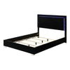 Queen Bedroom Set, Piano Black, Chrome, Chrome Silver Wood, 3 Piece Set with 2 Nightstands