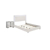 Queen Bedroom Set, White, Chrome, Chrome Silver Wood, 2 Piece Set with Nightstand
