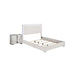 Queen Bedroom Set, White, Chrome, Chrome Silver Wood, 2 Piece Set with Nightstand