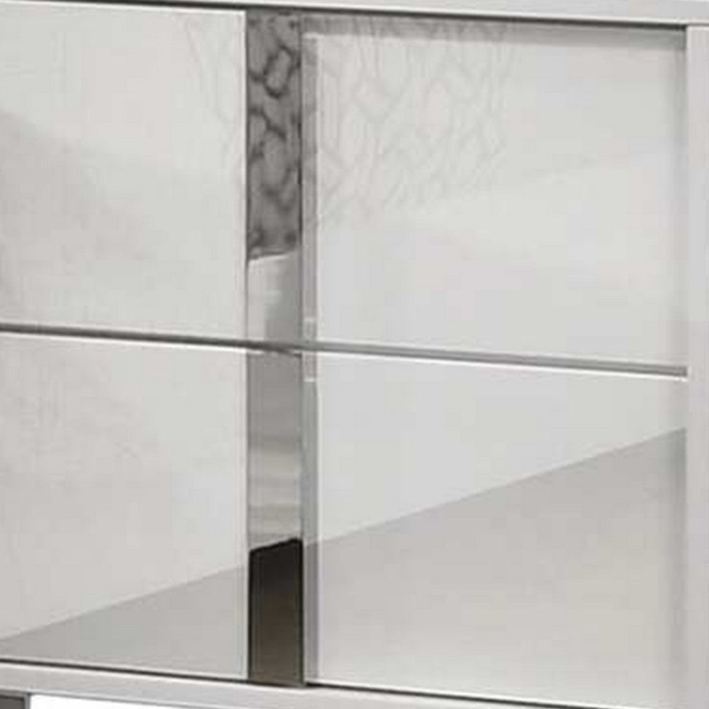 Queen Bedroom Set, White, Chrome, Chrome Silver Wood, 2 Piece Set with Nightstand