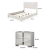 Queen Bedroom Set, White, Chrome, Chrome Silver Wood, 2 Piece Set with Nightstand