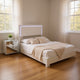Queen Bedroom Set, White, Chrome, Chrome Silver Wood, 2 Piece Set with Nightstand