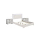 Queen Bedroom Set, White, Chrome, Chrome Silver Wood, 3 Piece Set with 2 Nightstands