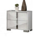 Queen Bedroom Set, White, Chrome, Chrome Silver Wood, 3 Piece Set with 2 Nightstands