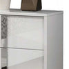 Queen Bedroom Set, White, Chrome, Chrome Silver Wood, 3 Piece Set with 2 Nightstands