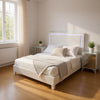 Queen Bedroom Set, White, Chrome, Chrome Silver Wood, 3 Piece Set with 2 Nightstands