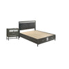 Queen Bedroom Set, Gray, Silver, Black Wood, 2 Piece Set with Nightstand