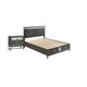 Queen Bedroom Set, Gray, Silver, Black Wood, 2 Piece Set with Nightstand