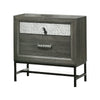 Queen Bedroom Set, Gray, Silver, Black Wood, 2 Piece Set with Nightstand