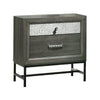 Queen Bedroom Set, Gray, Silver, Black Wood, 2 Piece Set with Nightstand