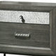 Queen Bedroom Set, Gray, Silver, Black Wood, 2 Piece Set with Nightstand