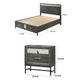 Queen Bedroom Set, Gray, Silver, Black Wood, 2 Piece Set with Nightstand