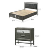 Queen Bedroom Set, Gray, Silver, Black Wood, 3 Piece Set with 2 Nightstands