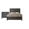 Queen Bedroom Set, Gray, Black Wood, 2 Piece Set with Nightstand