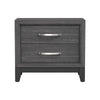 Queen Bedroom Set, Gray, Black Wood, 2 Piece Set with Nightstand