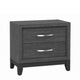Queen Bedroom Set, Gray, Black Wood, 2 Piece Set with Nightstand