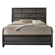 Queen Bedroom Set, Gray, Black Wood, 2 Piece Set with Nightstand