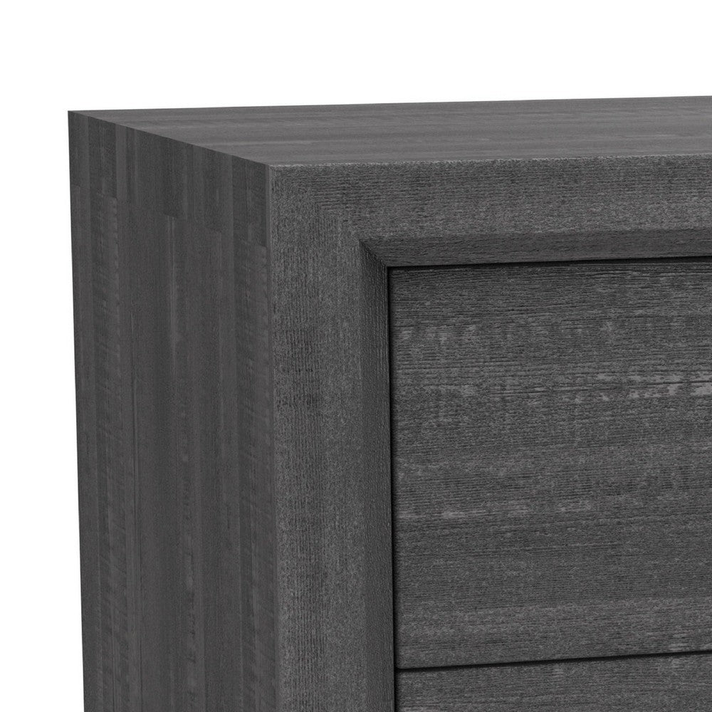 Queen Bedroom Set, Gray, Black Wood, 2 Piece Set with Nightstand