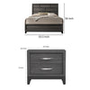 Queen Bedroom Set, Gray, Black Wood, 2 Piece Set with Nightstand