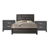 Queen Bedroom Set, Gray, Black Wood, 3 Piece Set with 2 Nightstands