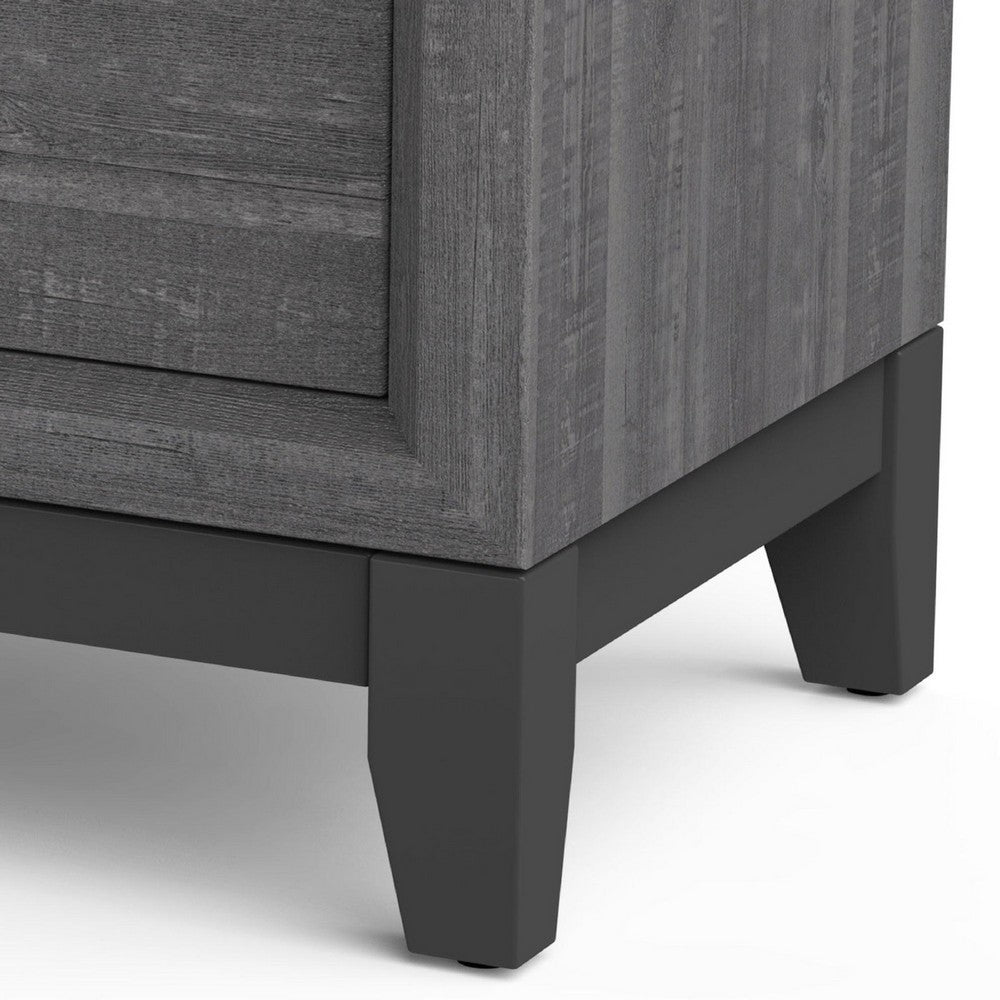 Queen Bedroom Set, Gray, Black Wood, 3 Piece Set with 2 Nightstands