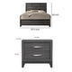 Queen Bedroom Set, Gray, Black Wood, 3 Piece Set with 2 Nightstands
