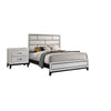 Queen Bedroom Set, White, Black, Nickel Wood, 2 Piece Set with Nightstand